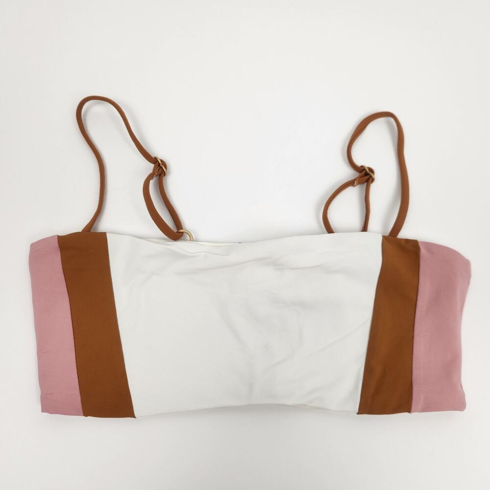 L*Space Rebel Heart Bikini Top in White Pink Brown Size Small NWT